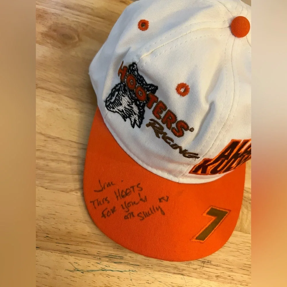 Kudzu Vintage Hooters Racing Alan Kulwicki White & Orange Signed Cap - Picture 3 of 8